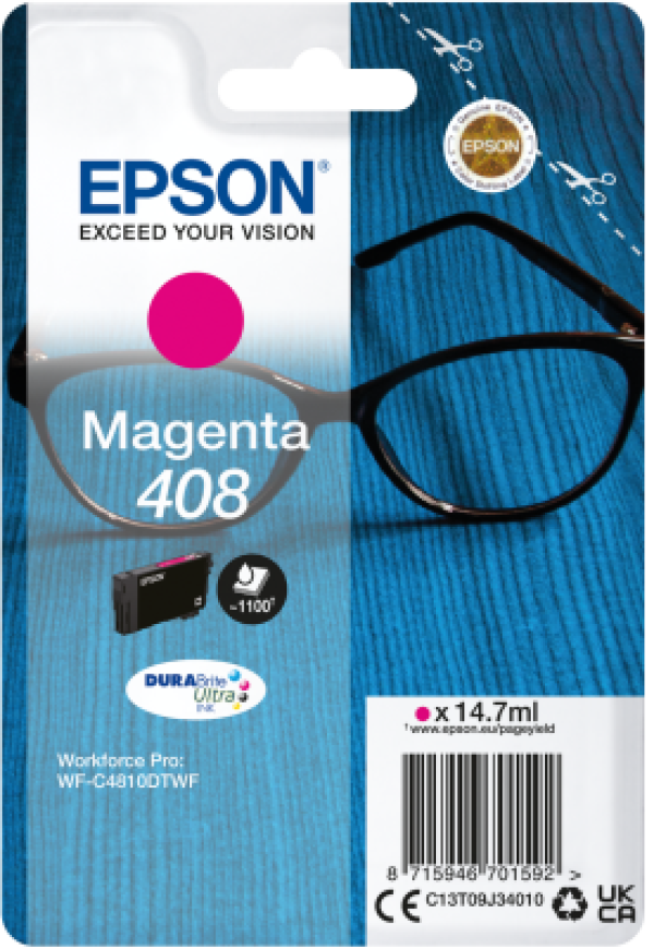 Náplň EPSON C13T09J34010, 408 DURABrite Ultra Ink purpurová (14,7 ml)