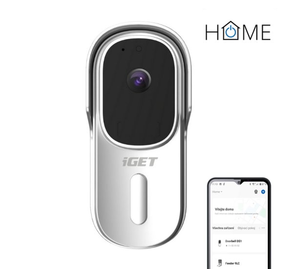 iGET HOME Doorbell DS1 White - WiFi bateriový videozvonek, FullHD + !!! ZDARMA reproduktor CHS1 !!!