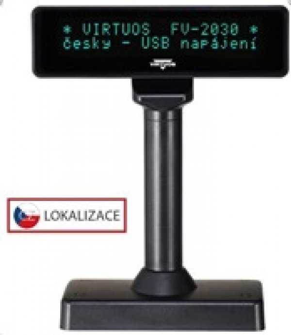 VFD zák.displej FV-2030B 2x20, 9mm,USB, černý