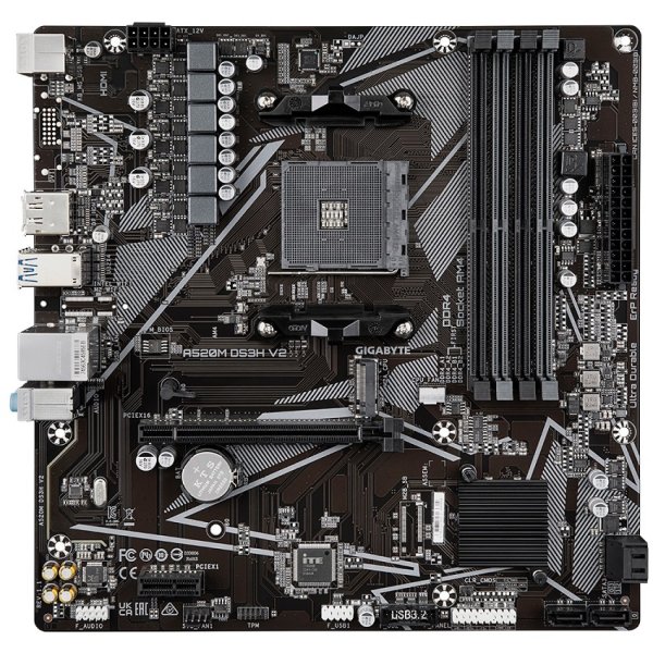 GIGABYTE MB Sc AM4 A520M DS3H V2, AMD A520M, 4xDDR4, HDMI, DVI, DP