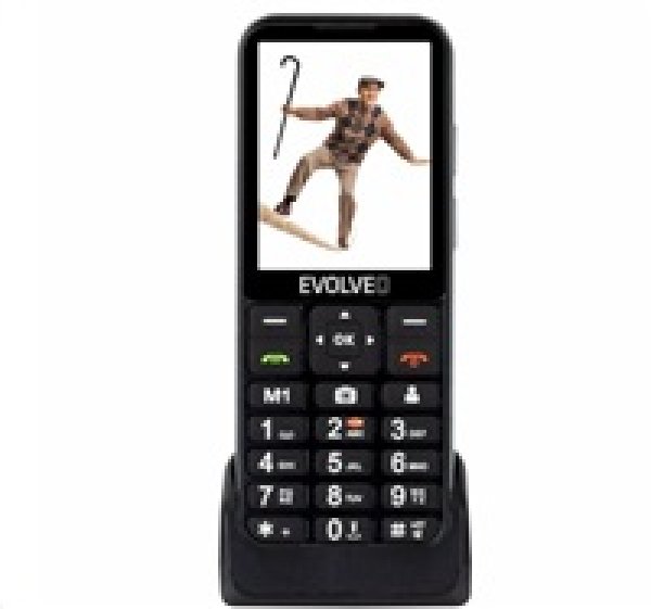 EVOLVEO EasyPhone LT, mobilní telefon pro seniory s nabíjecím stojánkem (černá barva)