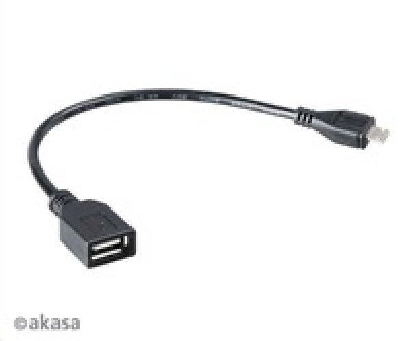 AKASA kabel redukce USB OTG Micro USB male na USB Type-A female, 15cm