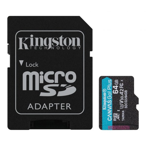 KINGSTON micro SD card SDXC 64GB Canvas Go! Plus + SD adaptér