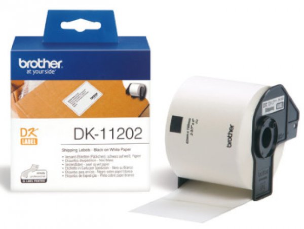 Brother DK-11202 - Černá na bílé - 62 x 100 mm 300 štítky (1 role x 300) expediční nalepovací štítky - pro Brother QL-1050, 1060, 500, 550, 560, 570, 580, 600, 650, 700, 710, 720, 820