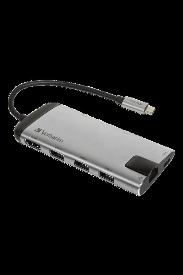 Verbatim USB-C multiport USB-C 3.1, 3x USB-A 3.0, HDMI, Gigabit Ethernet, SD/microSD