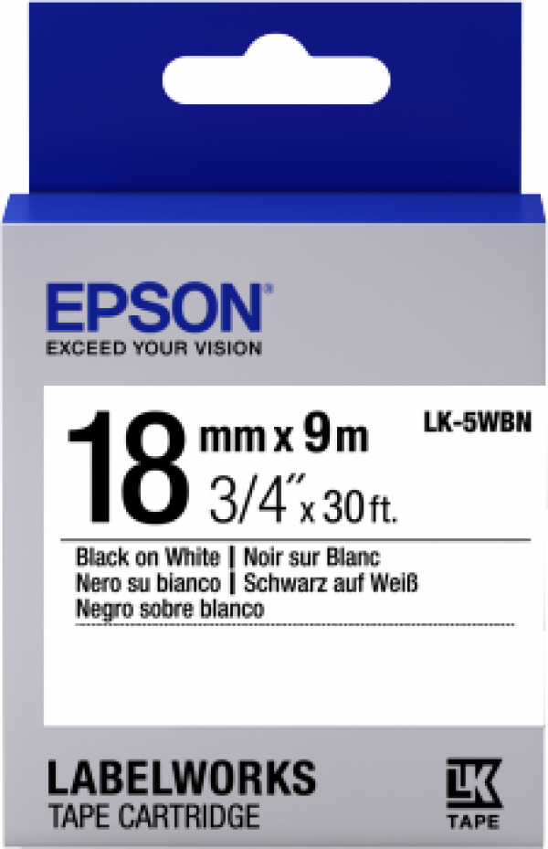 Epson Label Cartridge Standard LK-5WBN Black/White 18mm (9m)