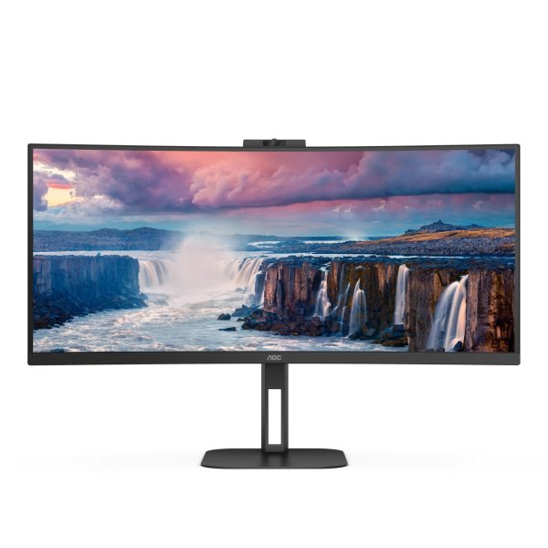 AOC MT VA LCD WLED 34" CU34V5CW/BK - VA panel, 3440x1440, HDMI, DP, USB, USB-C, nast. vyska, repro, webcam, zakriven