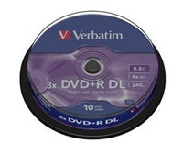 VERBATIM DVD+R(10-Pack)Spindl/MattSlvr/8x/8.5GB