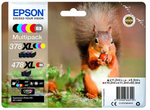 Sada náplní EPSON 378XL+478XL, C13T379D4010 (1x10,2ml/2x11,2ml/3x9,3ml)