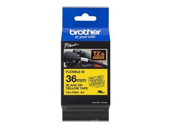 Brother TZe-FX661 - Černá na žluté - Role (3,6 cm x 8 m) 1 kazeta/y flexibilní páska - pro P-Touch PT-3600, 530, 550, 9200, 9400, 9500, 9600, 9700, 9800, D800, E800, P900, P950