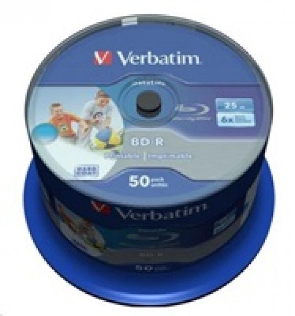 VERBATIM BD-R SL (6x, 25GB),printable, 50 cake