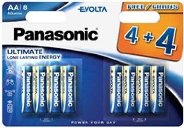 PANASONIC Alkalické baterie Evolta Platinum LR6EGE/8BW 4+4F AA 1,5V (Blistr 8ks)