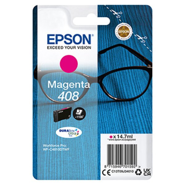 Náplň EPSON C13T09J34010, 408 DURABrite Ultra Ink purpurová (14,7 ml)