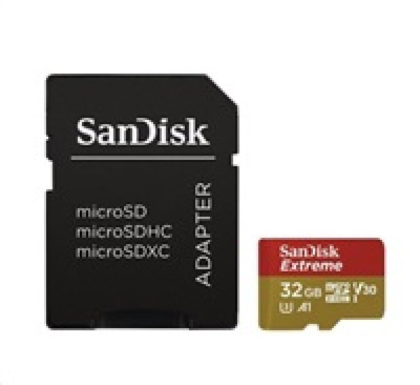 SANDISK Micro SD card SDHC 32GB Extreme A1 UHS-I V30 60 MB/s s adaptérem