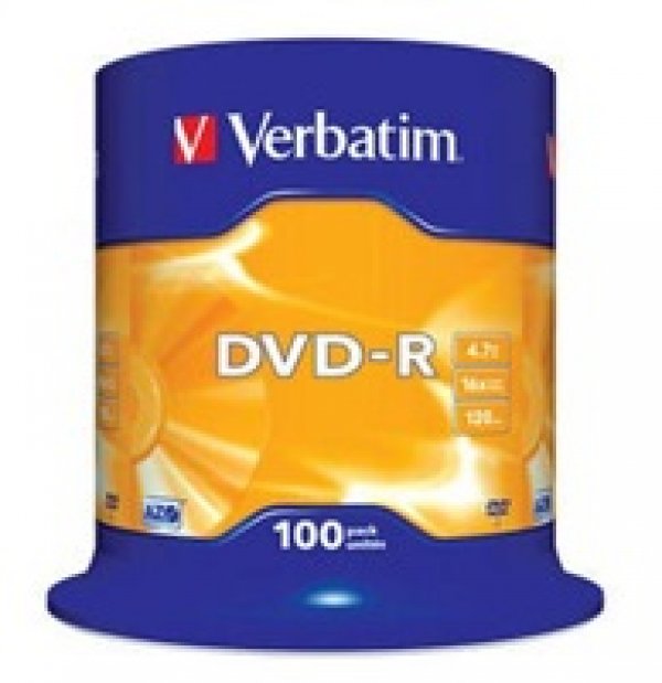 VERBATIM DVD-R(100-Pack)Spindl/MattSlvr/16x/4.7GB