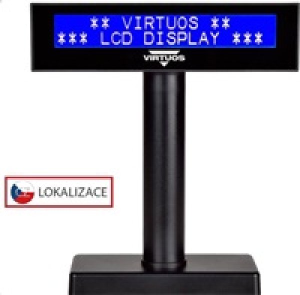 Virtuos LCD zákaznický displej Virtuos FL-2026MB 2x20, USB, černý