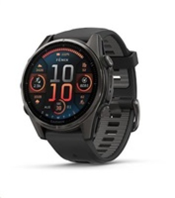 Garmin fenix® 8 – 43 mm, AMOLED, Sapphire, Carbon grey DLC titanium, Black / Pebble grey se silikonovým řemínkem, EU