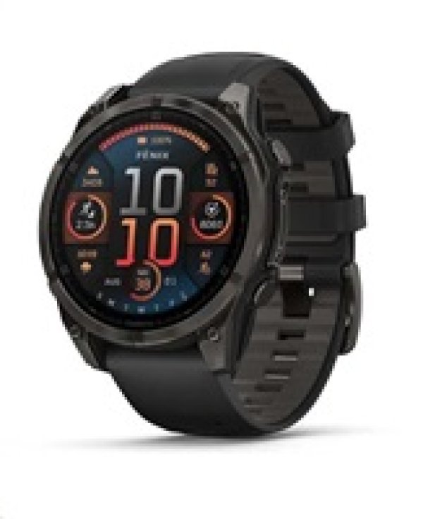 Garmin fenix® 8 – 47 mm, AMOLED, Sapphire, Carbon grey DLC titanium s Black/Gray silikonovým řemínkem, EU