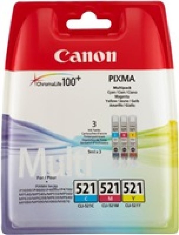 Canon CARTRIDGE CLI-521 C/M/Y MULTI-PACK SEC pro IP3600, MP 540,550,560, MP620,630,640, MP980,990