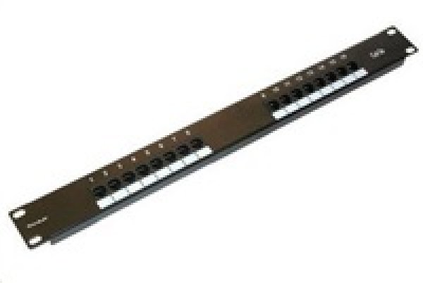 19" Patch panel XtendLan 16port, UTP, Cat5E, 30µm, duální svorkovnice, černý