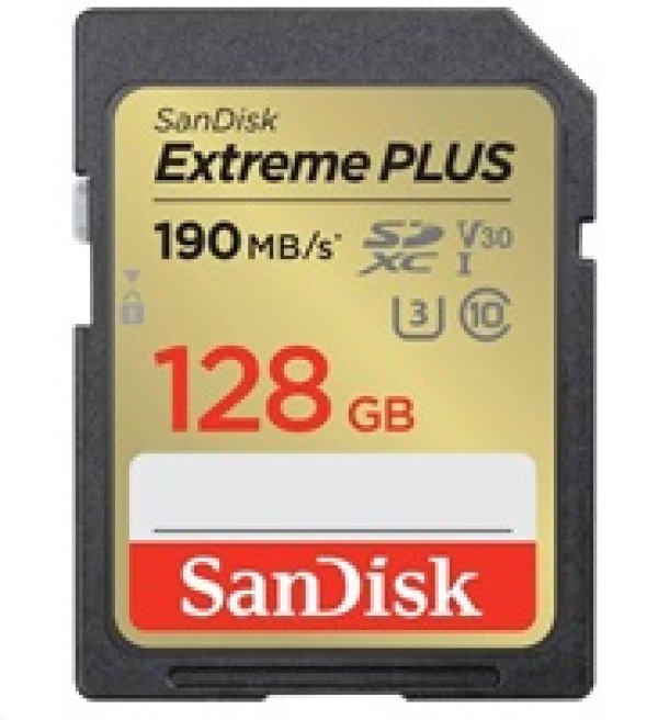 SanDisk Extreme PLUS/SDXC/128GB/190MBps/UHS-I U3 / Class 10