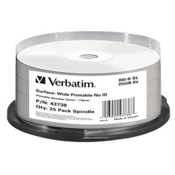 VERBATIM BD-R SL(25-Pack)Spindl/NoID/6x/25GB