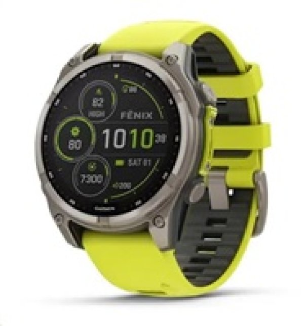 Garmin - fenix 8 Solar Sapphire - 47 mm - Titanium with Amp Yellow | Graphite Silicone Band, EU