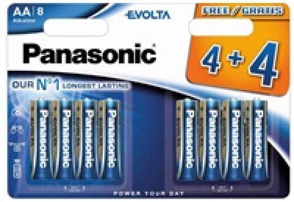 PANASONIC Alkalické baterie Evolta Platinum LR6EGE/8BW 4+4F AA 1,5V (Blistr 8ks)