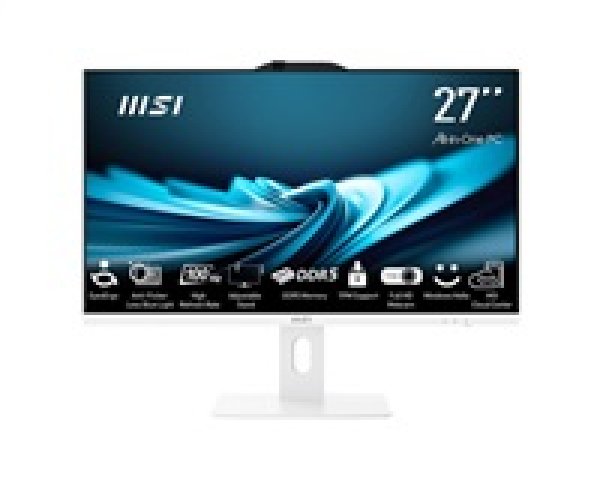 MSI AIO PRO AP272P 14M-637XEU, Intel Core i3-14100, Chipset H610, 27" LCD, 1x 8GB DDR5, 256GB SSD, Wi-Fi, BT,Bez OS,Bílá