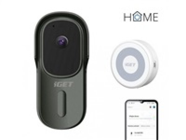 iGET HOME Doorbell DS1 Anthracite + CHS1 White - WiFi bateriový videozvonek, set s reproduktorem, CZ