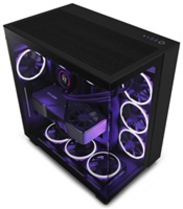 NZXT skříň H9 Flow dvoukomorová ATX / 4x120mm fan / až 10xfan / perforovaný top / proskl. bočnice, front / černá