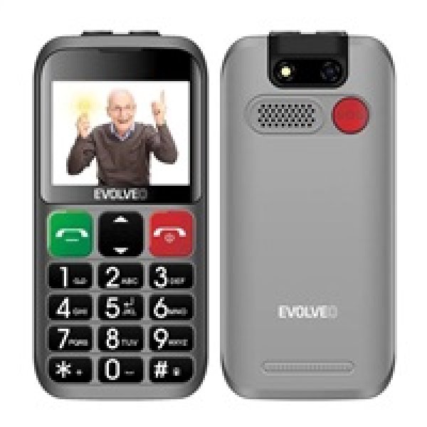 EVOLVEO EasyPhone ET, mobilní telefon pro seniory s nabíjecím stojánkem, stříbrná