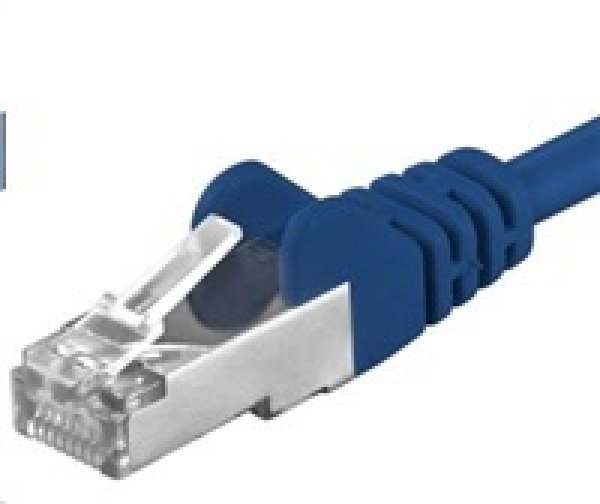 PREMIUMCORD Patch kabel CAT6a S-FTP, RJ45-RJ45, AWG 26/7 0,25m modrá