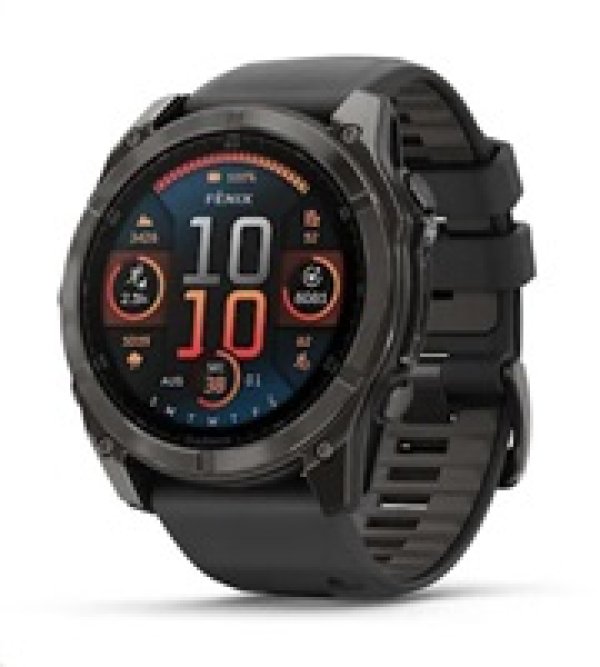 Garmin fenix® 8 AMOLED Sapphire - 51 mm - Carbon Gray DLC Titanium with Black | Pebble Gray Silicone Band, EU