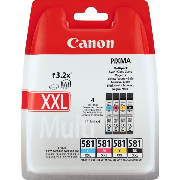 Sada náplní CANON CLI-581XXL, 1998C007 (4x11,7 ml)