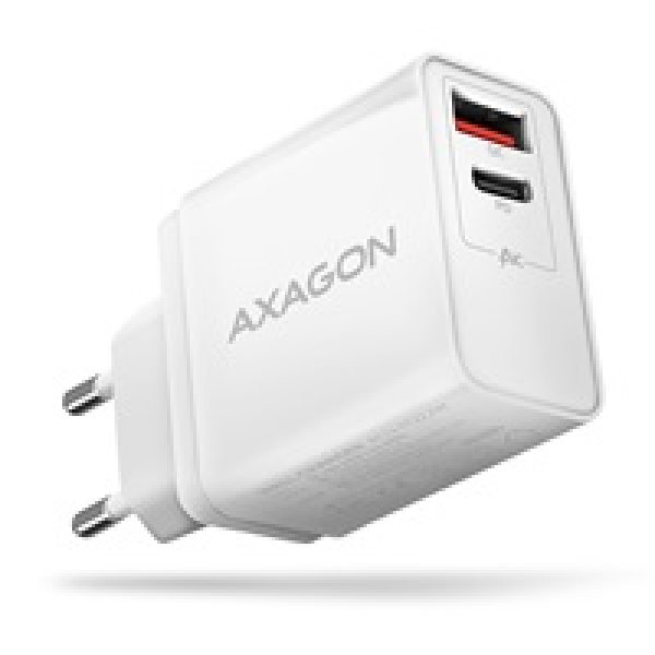 Nabíječka AXAGON ACU-PQ22W, PD & QC nabíječka do sítě 22W, 2x port (USB-A + USB-C) (ACU-PQ22W) bílá