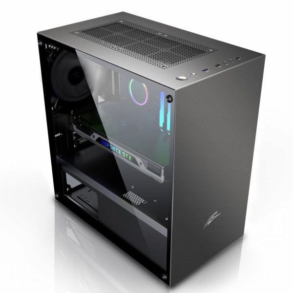 EVOLVEO M4, case mATX, 1x120mm PWM ventilátor, průhledná bočnice, černá