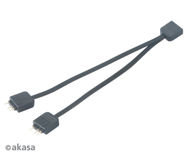 AKASA rozbočovač pro RGB LED 1x female/2x male, černý