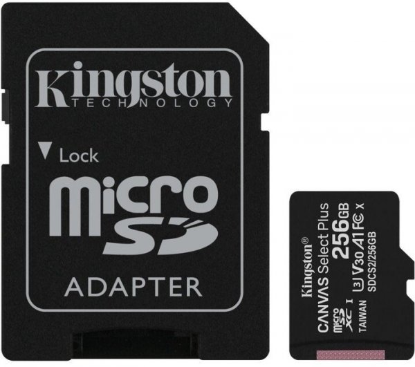 KINGSTON micro SD card SDXC 256GB Canvas Select Plus + SD adaptér