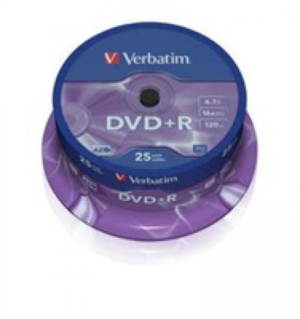 VERBATIM DVD+R(25-Pack)Spindl/MattSlvr/16x/4.7GB