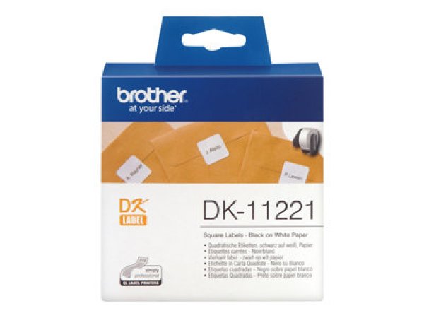 Brother DK-11221 - Černá na bílé - 23 x 23 mm 1000 štítky nálepky - pro Brother QL-1050, 1060, 1110, 500, 550, 560, 570, 580, 600, 650, 700, 710, 720, 820