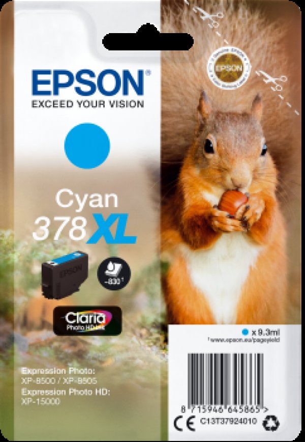 Náplň EPSON 378XL, C13T37924010 azurová - Blistr