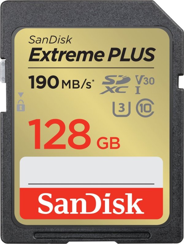 SanDisk Extreme PLUS/SDXC/128GB/190MBps/UHS-I U3 / Class 10