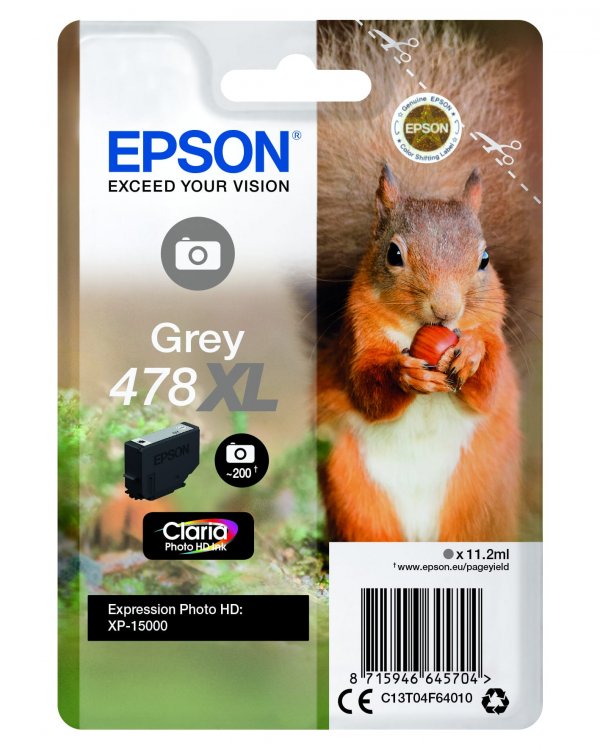 Náplň Epson 478XL, C13T04F64010 šedá 