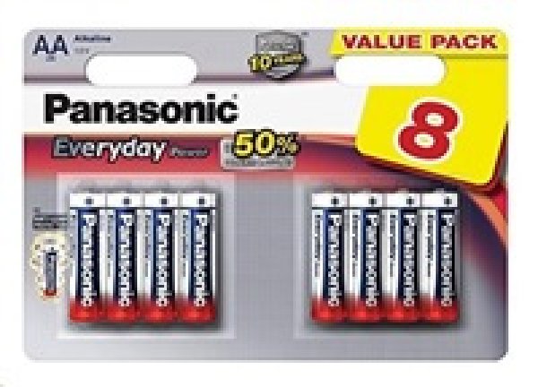 PANASONIC Alkalické baterie Everyday Power  LR6EPS/8BW AA 1,5V (Blistr 8ks)