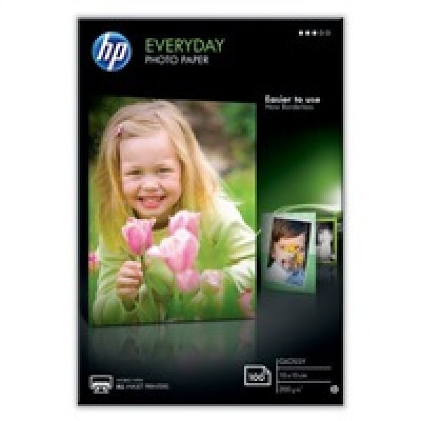 HP Everyday Photo Paper, Glossy, foto papír, lesklý, bílý, 10x15cm, 4x6", 200 g/m2, 100 ks, CR757A, inkoustový